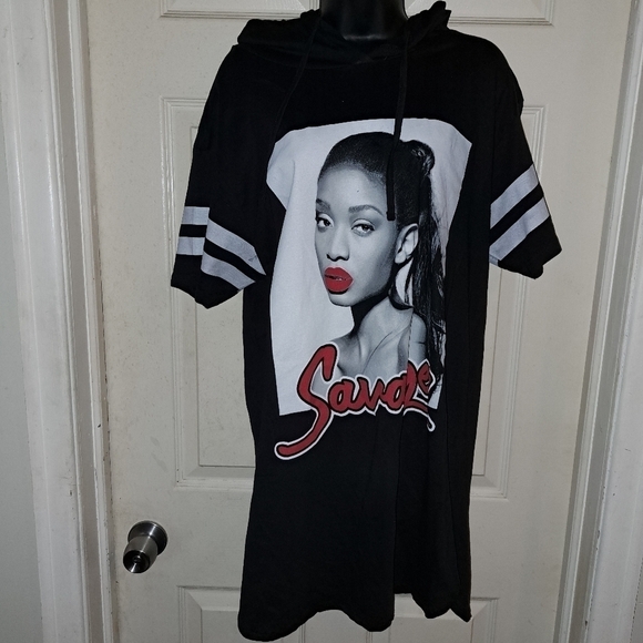 On fire graphic hooded T- shirt size 1X A-37 - Picture 1 of 5